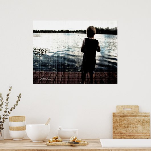 Fischerei bei Sonnenuntergang Poster (Küche)