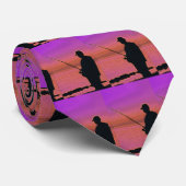 Fischerei bei Sonnenuntergang Silhouette Krawatte (Gerollt)