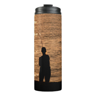 Fischerei bei Sonnenuntergang Thermosbecher