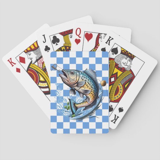 Fischerei-Blau-Kariert Spielkarten (Rückseite)