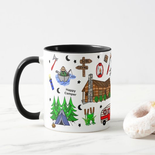 Fischerei, Camping, Mittelwesten Tasse (Mit Donut)