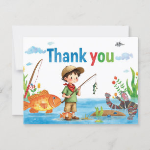 Fischerei-Dankeskarten mit Junge beim Fischen Postkarte