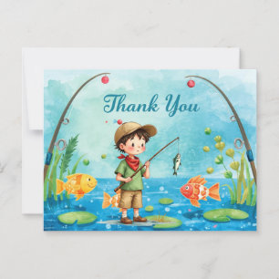 Fischerei-Dankeskarten mit Junge beim Fischen Postkarte