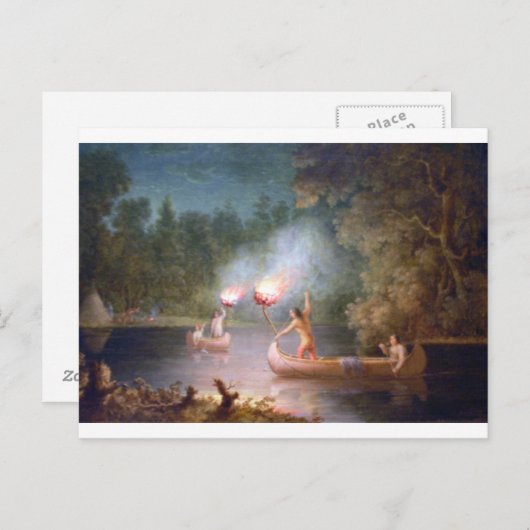 Fischerei durch Torchlight. Postkarte (Vorne/Hinten)