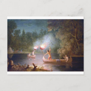 Fischerei durch Torchlight. Postkarte