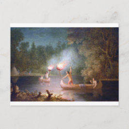 Fischerei durch Torchlight. Postkarte