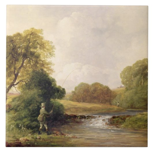 Fischerei: Einen Fisch (Öl auf Leinwand) spielen Fliese (Vorderseite)