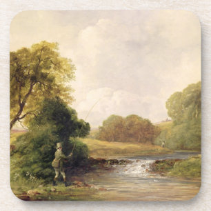 Fischerei: Einen Fisch (Öl auf Leinwand) spielen Getränkeuntersetzer