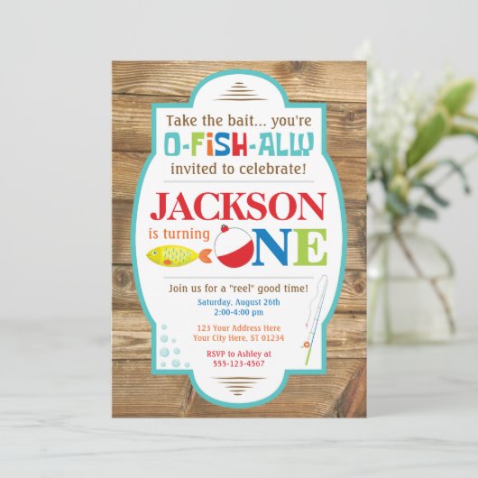 Fischerei Einladung zum ersten Geburtstag (Stehend Vorderseite)