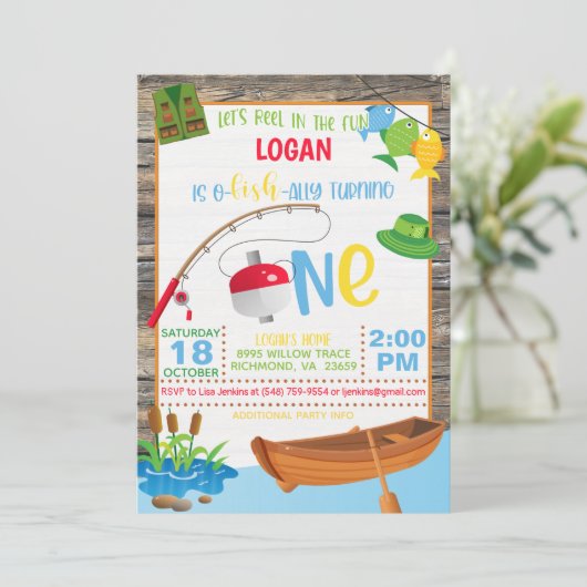 Fischerei Einladung zum ersten Geburtstag (Stehend Vorderseite)