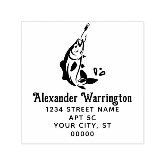 Fischerei: Fisch auf der Rücksendeadresse "Name de Permastempel (Design)