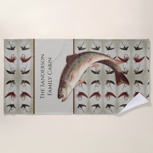 Fischerei Fischen Regenbogenforelle Rustikal Strandtuch (Vorderseite)