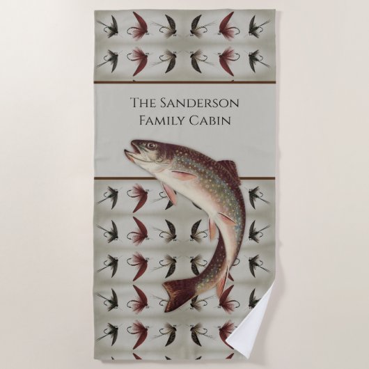 Fischerei Fischen Regenbogenforelle Rustikal Strandtuch (Vorderseite)