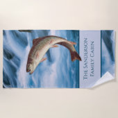 Fischerei Fischen Regenbogenforellen Blau Strandtuch (Vorderseite)