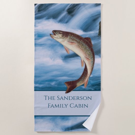 Fischerei Fischen Regenbogenforellen Blau Strandtuch (Vorderseite)
