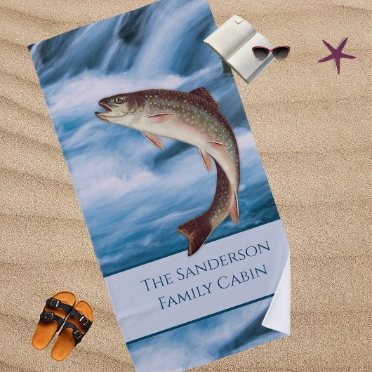 Fischerei Fischen Regenbogenforellen Blau Strandtuch