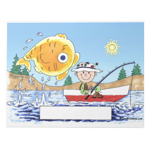 Fischerei, Fischer - Personalisierter Cartoon Notizblock