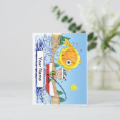 Fischerei, Fischer - Personalisierter Cartoon Postkarte (Stehend Vorderseite)