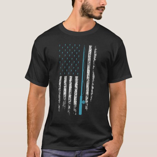 Fischerei für Männer unter US-Flagge T-Shirt (Vorderseite)