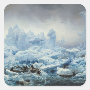 Fischerei für Walroß im Nordpolarmeer, 1841 Quadratischer Aufkleber