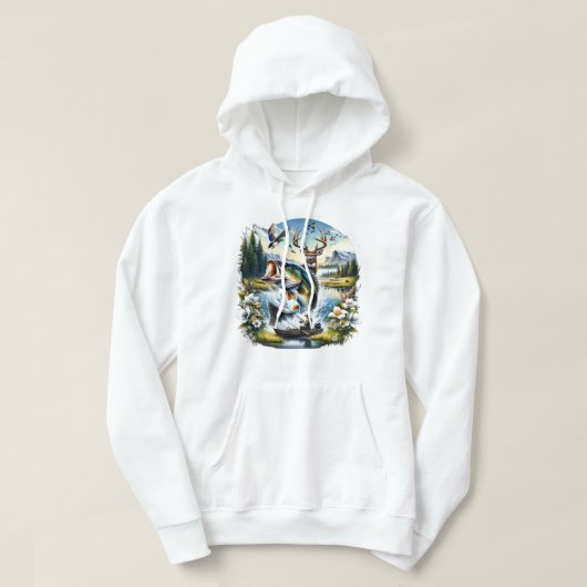 Fischerei, Hirsch, Entenjagd Hoodie (Design vorne)