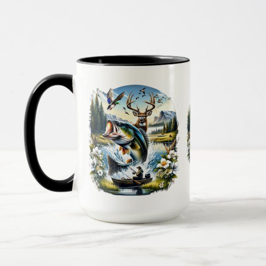 Fischerei, Hirsch, Entenjagd Tasse (Links)