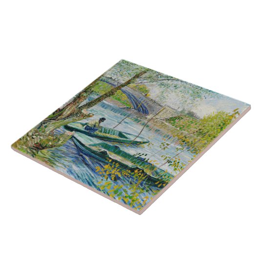 Fischerei im Frühjahr durch Vincent van Gogh Fliese (Seite)