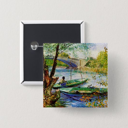 Fischerei im Frühjahr Vincent van Gogh Button (Vorne & Hinten)