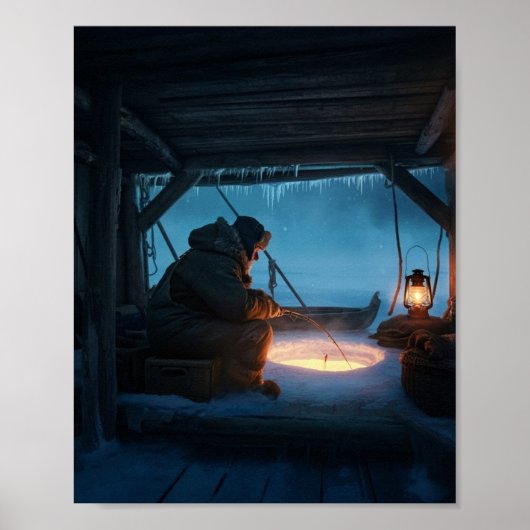 Fischerei im Winter Poster (Vorne)