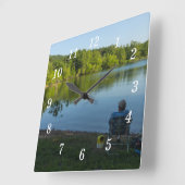 Fischerei in der Morgenmauer Quadratische Wanduhr (Winkel)