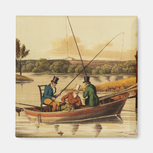 Fischerei in einem Stocherkahn, aquatinted von I. Magnet