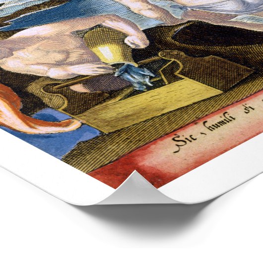 Fischerei in flachen Gewässern mit Netzen, Platte  Poster (Ecke)