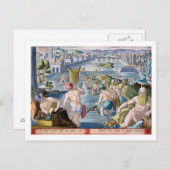 Fischerei in flachen Gewässern mit Netzen, Platte Postkarte (Vorne/Hinten)