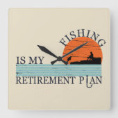Fischerei ist mein Ruhestandsplan Quadratische Wanduhr (Vorderseite)