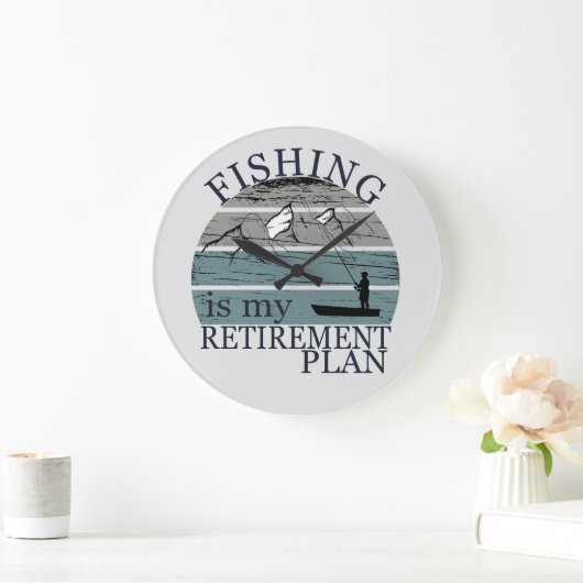 Fischerei ist mein Vintager Ruhestandsplan Große Wanduhr (Zuhause)