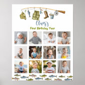 Fischerei Junge Geburtstag Foto Milestone Zeichen Poster (Vorne)