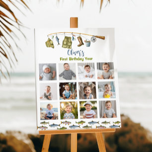 Fischerei Junge Geburtstag Foto Milestone Zeichen Poster