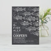 Fischerei mit Fischverbündeten Fangtafeln Geburtst Einladung (Stehend Vorderseite)