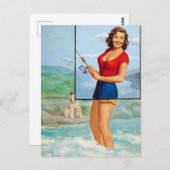 Fischerei mit Hundepup Postkarte (Vorne/Hinten)