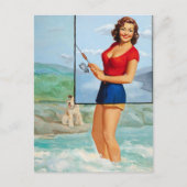 Fischerei mit Hundepup Postkarte (Vorderseite)