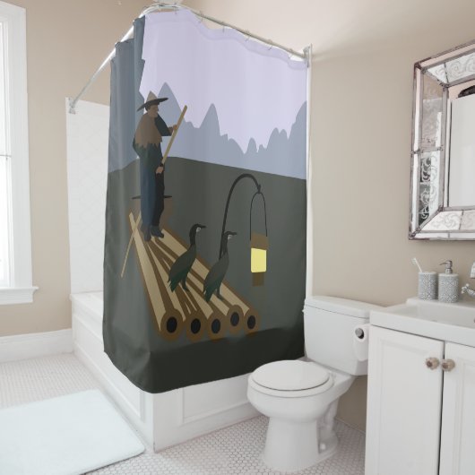 Fischerei mit Kormoranen Duschvorhang (Beispiel)