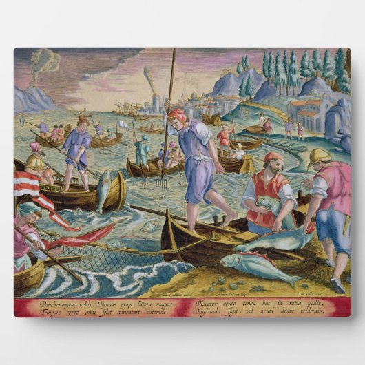 Fischerei mit Nets und Tridents im Golf von Neapel Fotoplatte (Vorderseite)