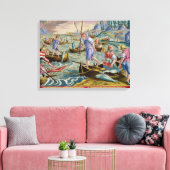 Fischerei mit Nets und Tridents im Golf von Neapel Leinwanddruck (Insitu (Wohnzimmer))