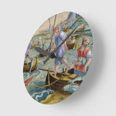 Fischerei mit Nets und Tridents im Golf von Neapel Runde Wanduhr (Winkel)