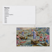 Fischerei mit Netzen und Dreizacken in der Bucht Visitenkarte (Vorne/Hinten)