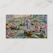Fischerei mit Netzen und Dreizacken in der Bucht Visitenkarte (Rückseite)