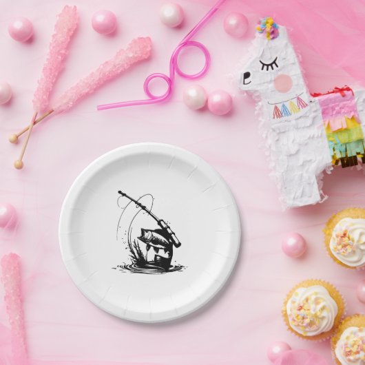 Fischerei mit Symbolen Pappteller (Party)