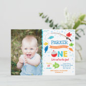 Fischerei O-Fisch-allein Einladung zum 1. Geburtst (Stehend Vorderseite)