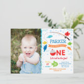 Fischerei O-Fisch-allein Einladung zum 1. Geburtst (Stehend Vorderseite)