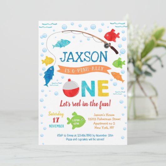 Fischerei O-Fisch-auf 1. erste Einladungen zum Geb (Stehend Vorderseite)